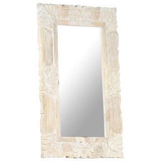 vidaXL Mirror White 80x50 cm Solid Mango Wood - Giant Lobelia