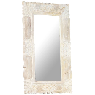 vidaXL Mirror White 80x50 cm Solid Mango Wood - Giant Lobelia