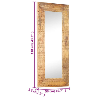 vidaXL Hand-Carved Mirror 110x50x2.5 cm Solid Mango Wood - Giant Lobelia