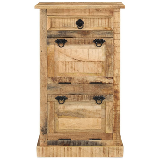 4-Layer Shoe Cabinet with Drawer Solid Rough Mango Wood - Giant Lobelia