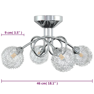 Ceiling Lamp with Mesh Wire Shades for 4 G9 LED Lights - Giant Lobelia