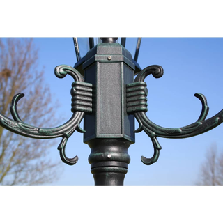 vidaXL Garden Light Post 3-arms 230 cm Dark Green/Black Aluminium - Giant Lobelia