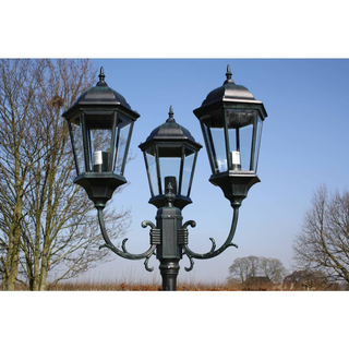 vidaXL Garden Light Post 3-arms 230 cm Dark Green/Black Aluminium - Giant Lobelia