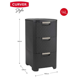 Curver Drawer Cabinet Style 3x14L Anthracite - Giant Lobelia