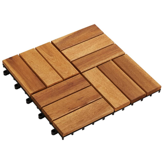 10 pcs Acacia Decking Tiles 30 x 30 cm - Giant Lobelia