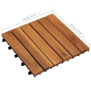 10 pcs Acacia Decking Tiles 30 x 30 cm Vertical Pattern - Giant Lobelia