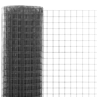 Chicken Wire Fence Steel with PVC Coating 25x1 m Grey - Giant Lobelia