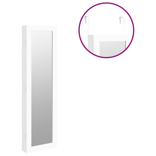 Mirror Jewellery Cabinet Wall Mounted White 30x8.5x106 cm - Giant Lobelia