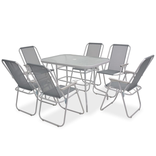 8 Piece Outdoor Dining Set Steel and Textilene Grey - Giant Lobelia