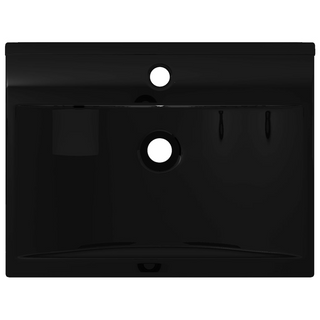 Rectangular Ceramic Basin Black with Faucet Hole 60x46 cm - Giant Lobelia