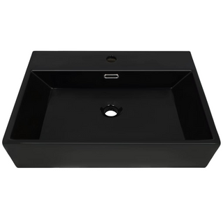 Basin with Faucet Hole Ceramic Black 76x42.5x14.5 cm - Giant Lobelia