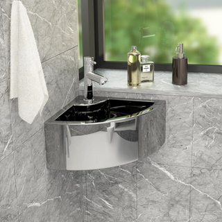 Wash Basin with Overflow 45x32x12.5 cm Ceramic Silver - Giant Lobelia