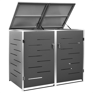 Double Wheelie Bin Shed 138x77.5x112.5 cm Stainless Steel - Giant Lobelia