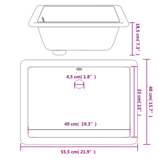 Bathroom Sink White 55.5x40x18.5 cm Rectangular Ceramic - Giant Lobelia