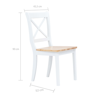 vidaXL Dining Chairs 2 pcs White and Light Wood Solid Rubber Wood - Giant Lobelia