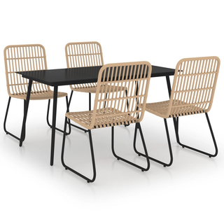 5 Piece Outdoor Dining Set Poly Rattan and Glass - Giant Lobelia