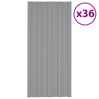 vidaXL Roof Panels 36 pcs Galvanised Steel Grey 100x45 cm - Giant Lobelia