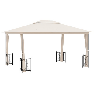 Gazebo with Sidewalls&Double Roofs 3x4 m Cream - Giant Lobelia