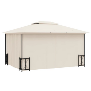 Gazebo with Sidewalls&Double Roofs 3x4 m Cream - Giant Lobelia