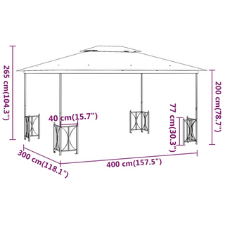 Gazebo with Sidewalls&Double Roofs 3x4 m Cream - Giant Lobelia