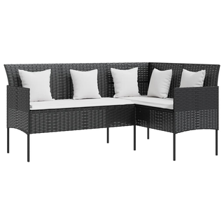 5 Piece L-shaped Couch Sofa Set with Cushions Poly Rattan Black - Giant Lobelia