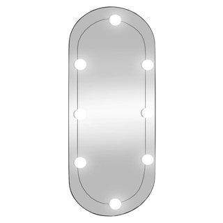 vidaXL Wall Mirror with LED Lights 35x80 cm Glass Oval - Giant Lobelia