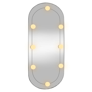 vidaXL Wall Mirror with LED Lights 35x80 cm Glass Oval - Giant Lobelia