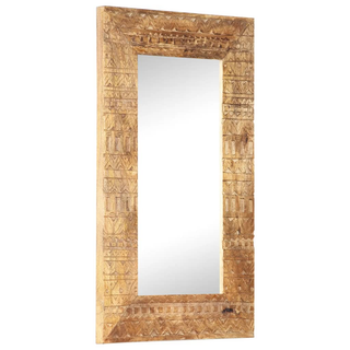 vidaXL Hand-Carved Mirror 80x50x2.5 cm Solid Mango Wood - Giant Lobelia