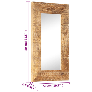 vidaXL Hand-Carved Mirror 80x50x2.5 cm Solid Mango Wood - Giant Lobelia