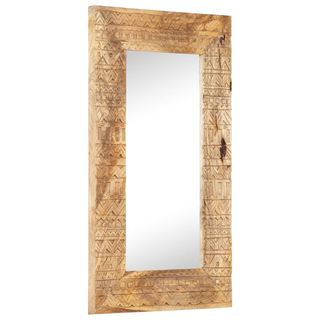 vidaXL Hand-Carved Mirror 80x50x2.5 cm Solid Mango Wood - Giant Lobelia