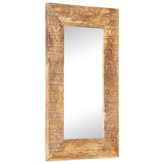 vidaXL Hand-Carved Mirror 80x50x2.5 cm Solid Mango Wood - Giant Lobelia