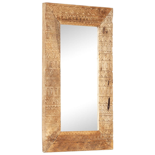 vidaXL Hand-Carved Mirror 80x50x2.5 cm Solid Mango Wood - Giant Lobelia