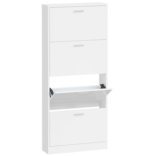 vidaXL Shoe Cabinet High Gloss White 59x17x150 cm Engineered Wood - Giant Lobelia