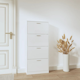 vidaXL Shoe Cabinet High Gloss White 59x17x150 cm Engineered Wood - Giant Lobelia