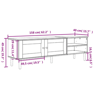 vidaXL TV Cabinet SENJA Rattan Look Brown Solid Wood Pine - Spacious Storage, Rustic Design, Decorative and Functional - Giant Lobelia