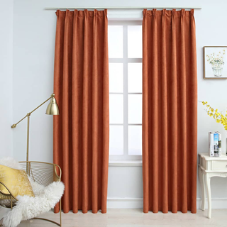 Blackout Curtains with Hooks 2 pcs Rust 140x175 cm - Giant Lobelia