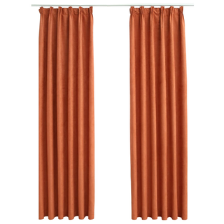 Blackout Curtains with Hooks 2 pcs Rust 140x175 cm - Giant Lobelia