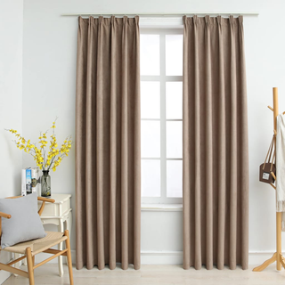 Blackout Curtains with Hooks 2 pcs Taupe 140x175 cm - Giant Lobelia