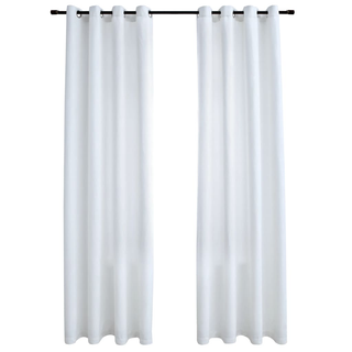 Blackout Curtains with Metal Rings 2 pcs Off White 140x175 cm - Giant Lobelia