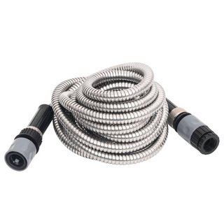 Garden Hose with Spray Nozzle Silver 0.6" 15 m Stainless Steel - Giant Lobelia