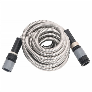 Garden Hose with Spray Nozzle Silver 0.6" 15 m Stainless Steel - Giant Lobelia