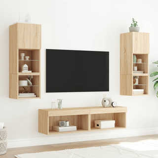 TV Cabinet with LED Lights Sonoma Oak 60x30x30 cm - Giant Lobelia