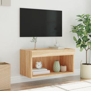 TV Cabinet with LED Lights Sonoma Oak 60x30x30 cm - Giant Lobelia