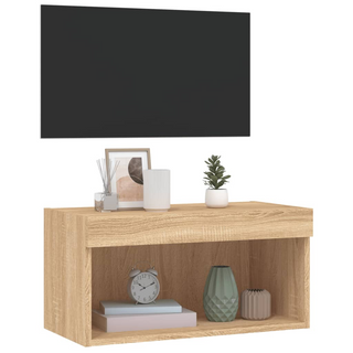 TV Cabinet with LED Lights Sonoma Oak 60x30x30 cm - Giant Lobelia