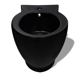 Black Ceramic Toilet & Bidet Set - Giant Lobelia