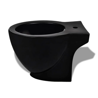 Black Ceramic Toilet & Bidet Set - Giant Lobelia