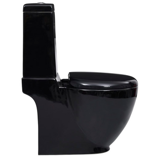 WC Ceramic Toilet Bathroom Round Toilet Bottom Water Flow Black - Giant Lobelia