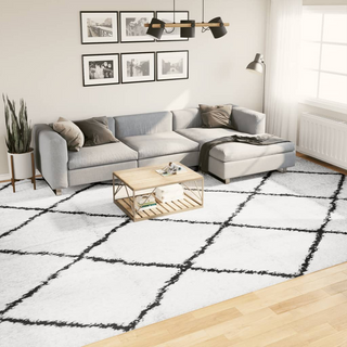 vidaXL Shaggy Rug PAMPLONA High Pile Modern Cream and Black 300x400 cm - Giant Lobelia