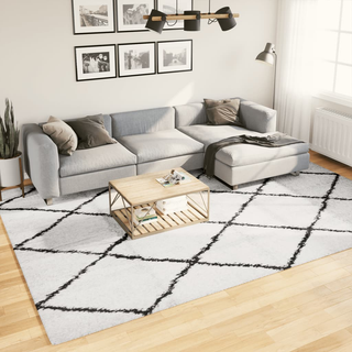 vidaXL Shaggy Rug PAMPLONA High Pile Modern Cream and Black 240x340 cm - Giant Lobelia