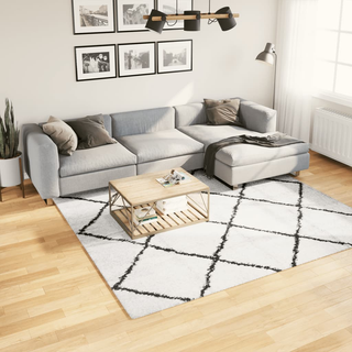 vidaXL Shaggy Rug PAMPLONA High Pile Modern Cream and Black 240x240 cm - Giant Lobelia